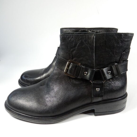 GEOX Respira Catria Motorcycle Biker Ankle Boots Size 8.5 Black Leather NEW - Picture 6 of 16